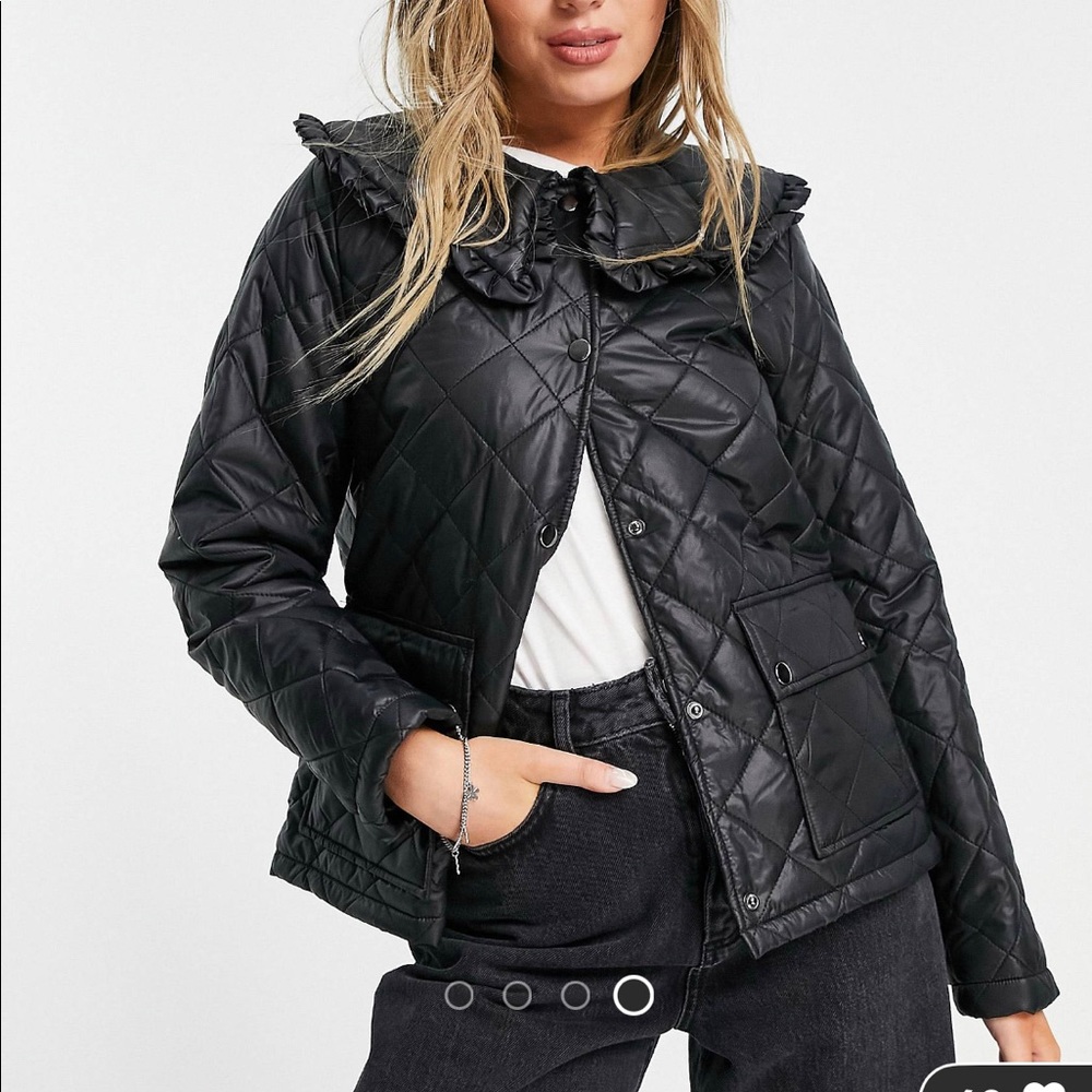 Violet Romance quilted black jacket with collar women size US6/UK10